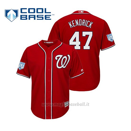 Maglia Baseball Uomo Washington Nationals Howie Kendrick Cool Base Entrenamiento De Primavera 2019 Rosso